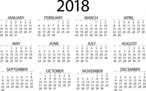 2018 カレンダー