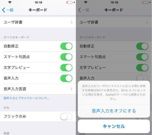 iPhone 音声 入力 オフ