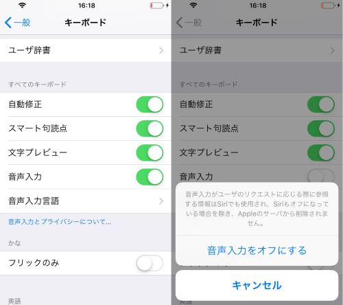 iPhone 音声 入力 オフ